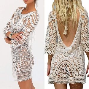 'MYKONOS’ Crochet Lace Beach Coverup